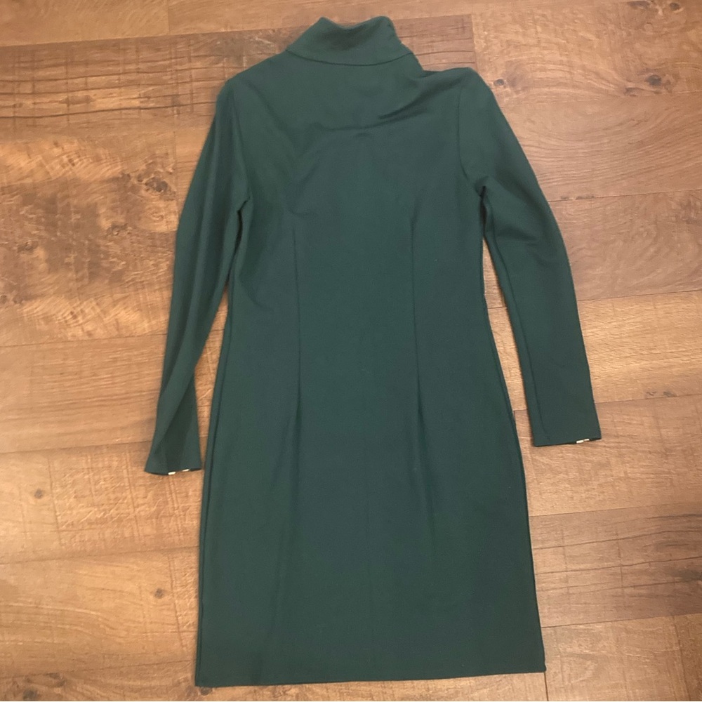 Jude Connally Forest Green Long Sleeve Zip-Front Dress with White Trim - Picture 6 of 11